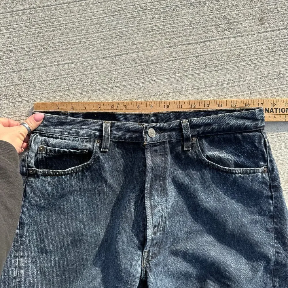 VTG 80s Levi's 501 Button Fly Straight Leg Faded Black Jeans 36x32 ACTUAL 34x31